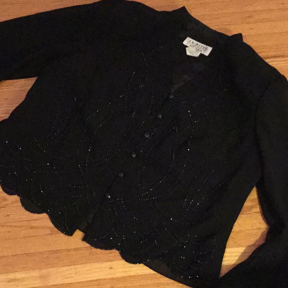 J.R.Nites black jeweled polyester top xl